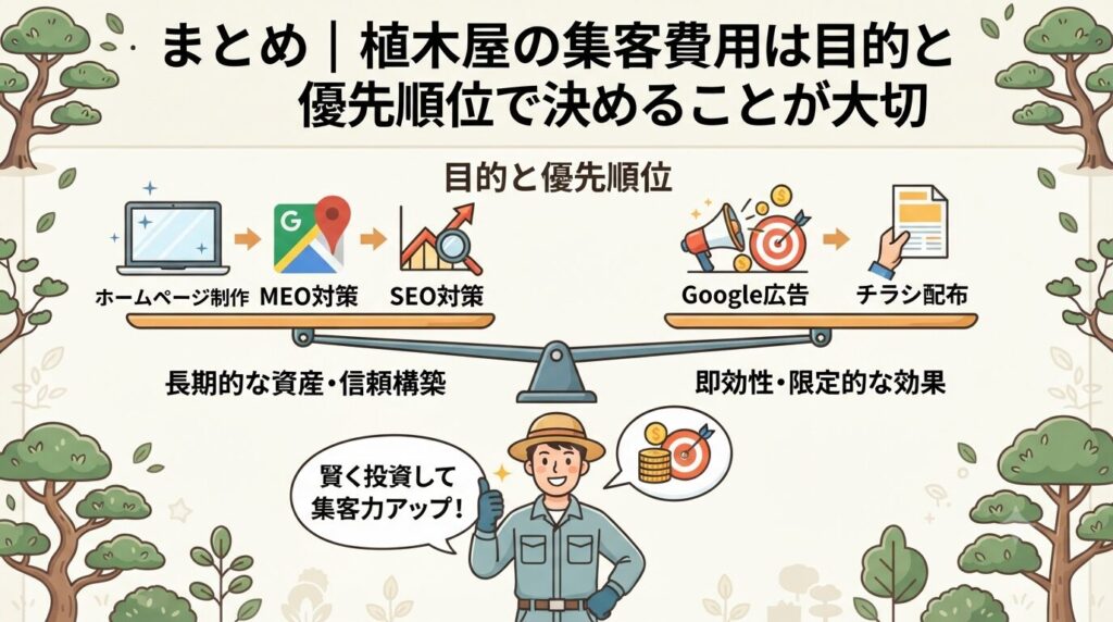 まとめ|植木屋の集客費用は目的と優先順位で決めることが大切