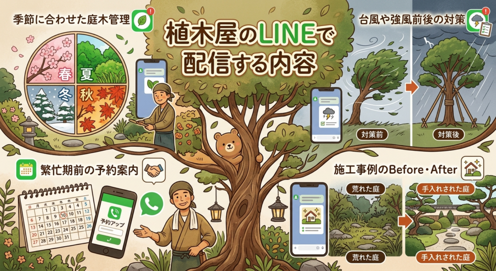 植木屋のLINEで配信する内容