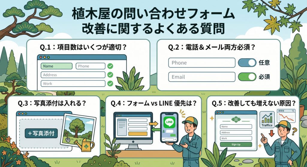 植木屋の問い合わせフォーム改善に関するよくある質問