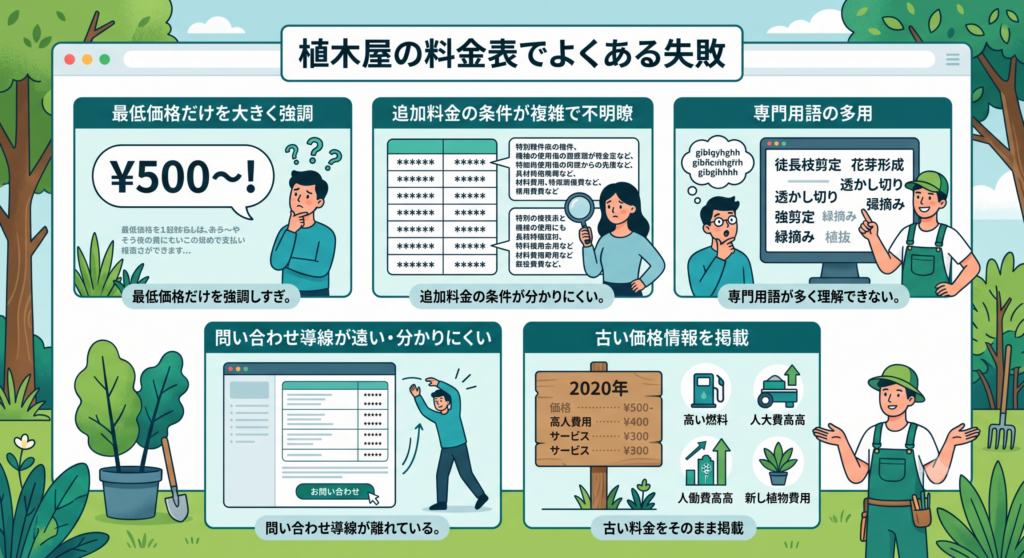 植木屋の料金表でよくある失敗