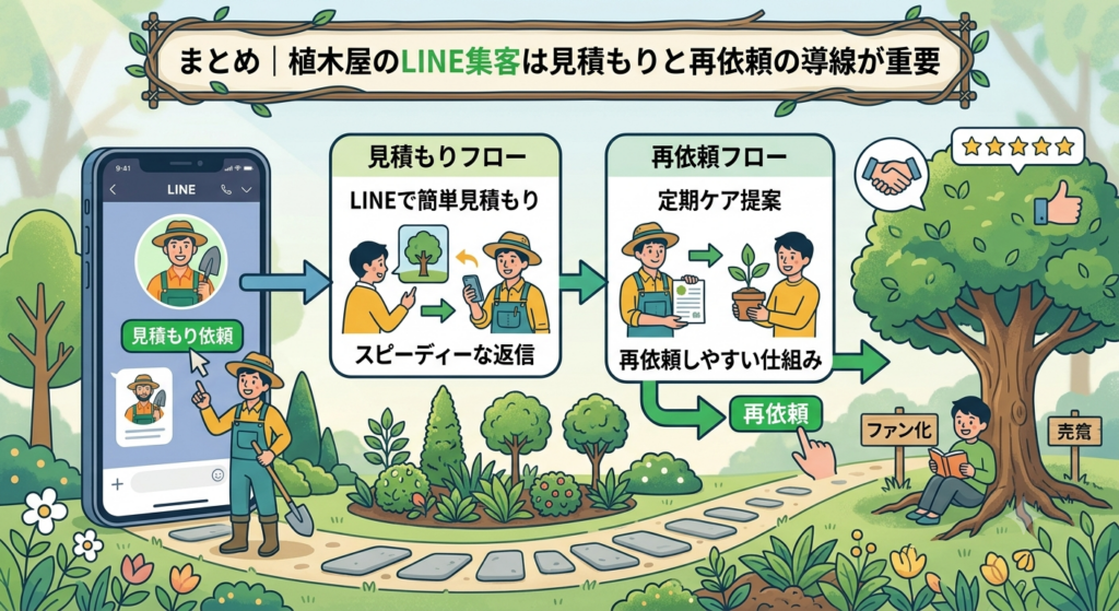 まとめ|植木屋のLINE集客は見積もりと再依頼の導線が重要