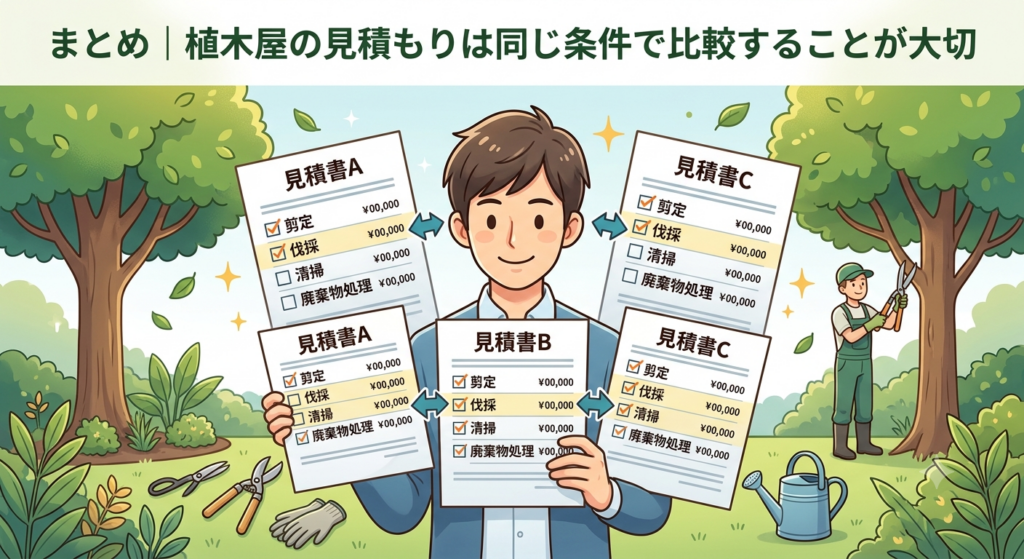 まとめ|植木屋の見積もりは同じ条件で比較することが大切