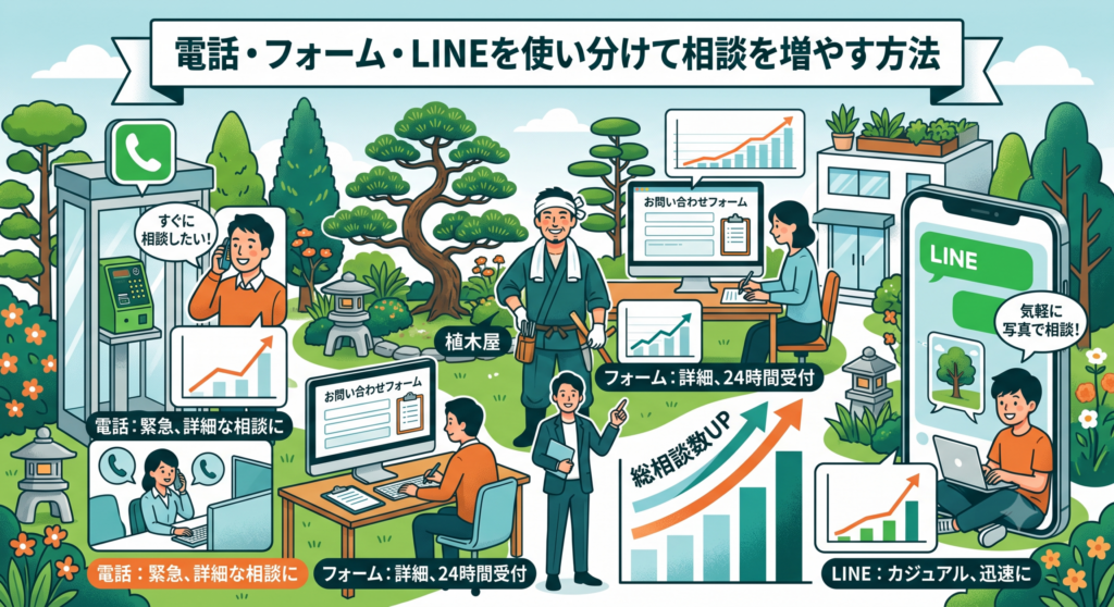 電話・フォーム・LINEを使い分けて相談を増やす方法
