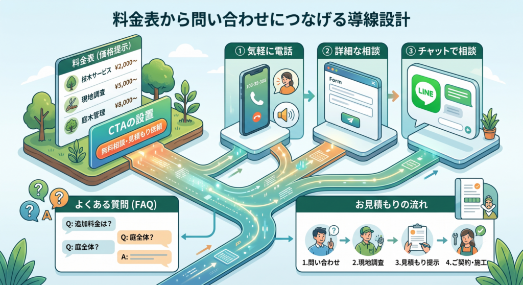 料金表から問い合わせにつなげる導線設計