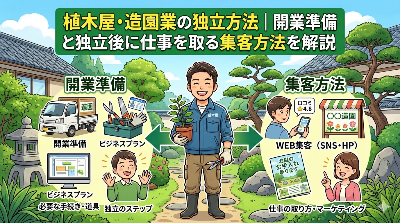 植木屋・造園業の独立方法｜開業準備と独立後に仕事を取る集客方法を解説