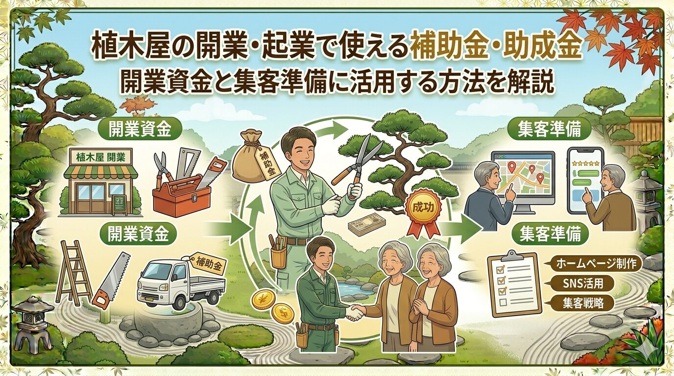 植木屋の開業・起業で使える補助金・助成金｜開業資金と集客準備に活用する方法を解説