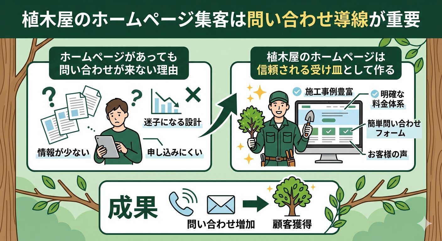 植木屋のホームページ集客は問い合わせ導線が重要