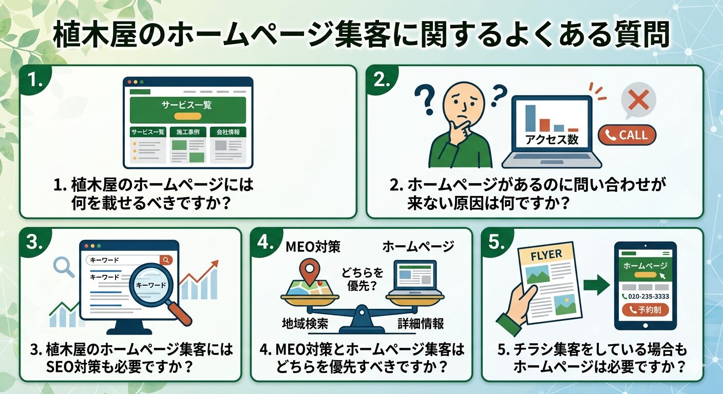 植木屋のホームページ集客に関するよくある質問