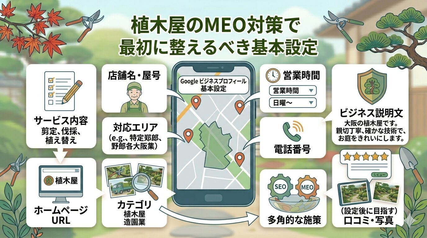 植木屋のMEO対策で最初に整えるべき基本設定