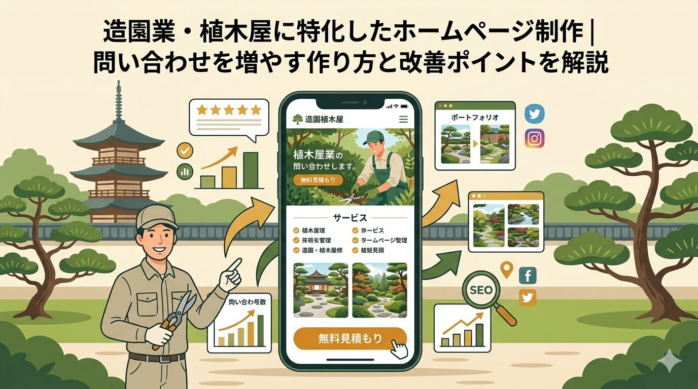 造園業・植木屋に特化したホームページ制作｜問い合わせを増やす作り方と改善ポイントを解説