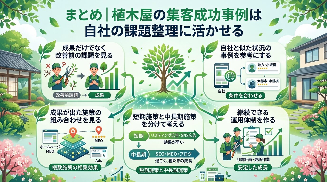 まとめ｜植木屋の集客成功事例は自社の課題整理に活かせる