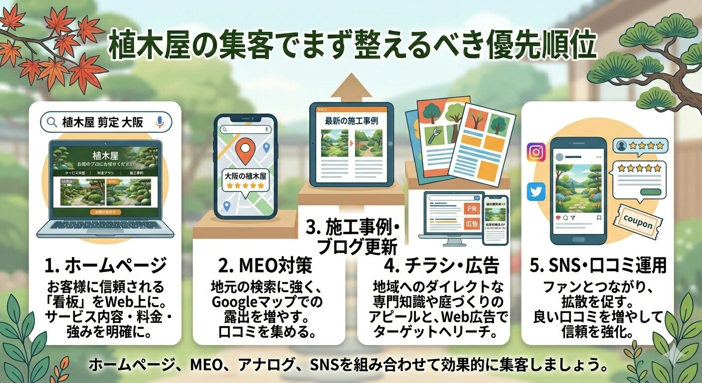植木屋の集客でまず整えるべき優先順位