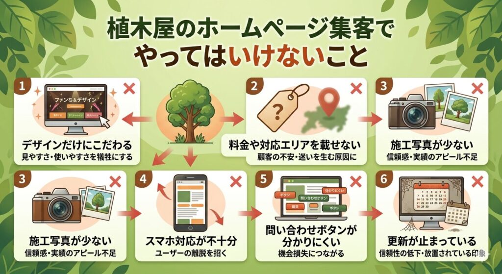 植木屋のホームページ集客でやってはいけないこと