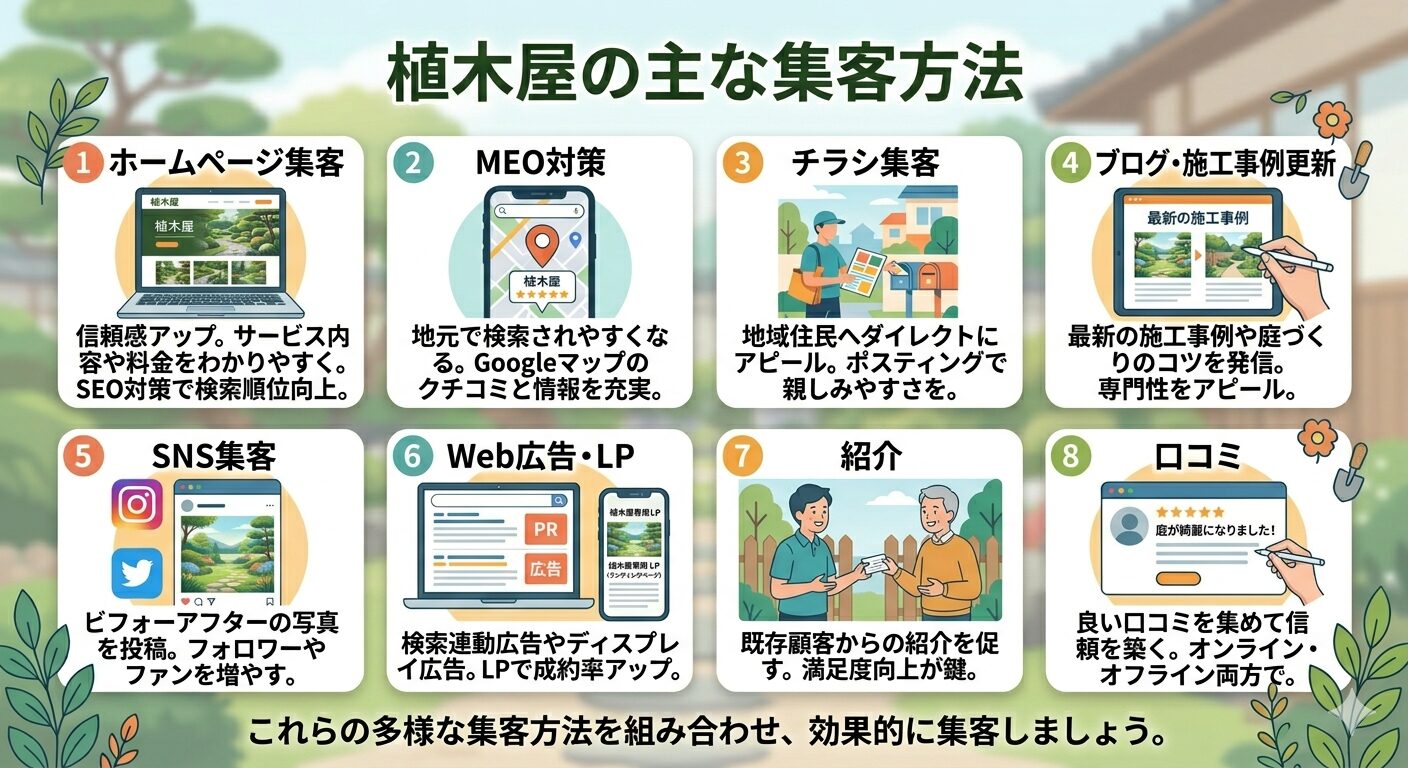 植木屋の主な集客方法