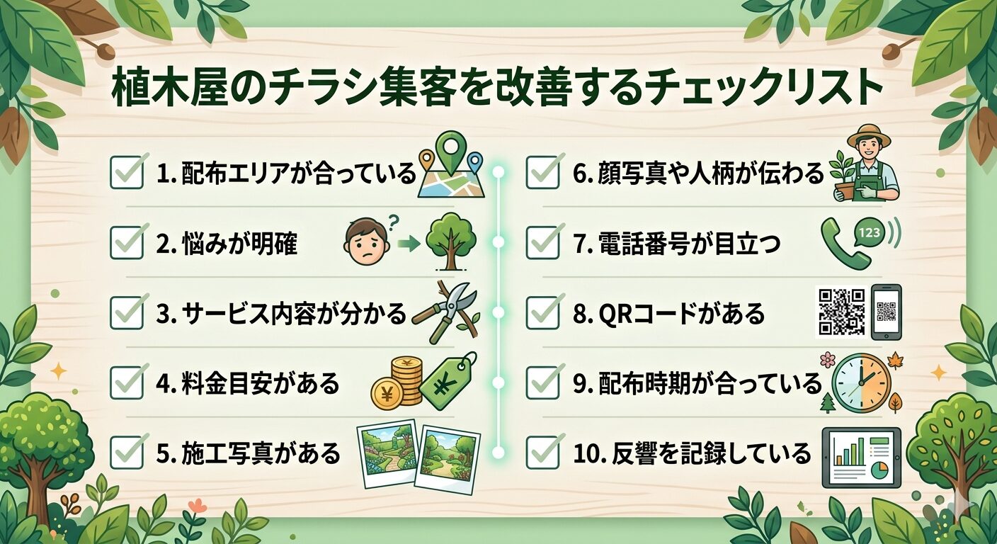 植木屋のチラシ集客を改善するチェックリスト