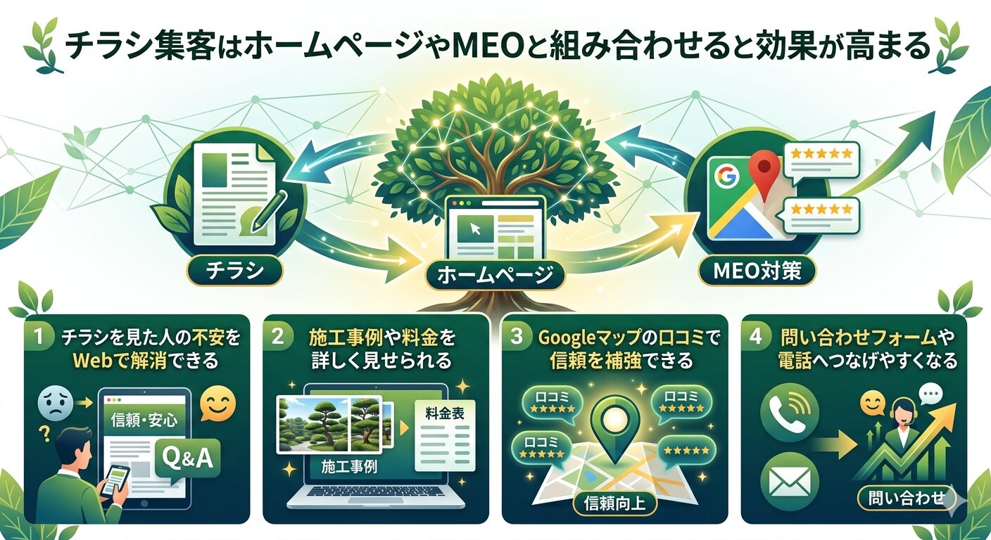 チラシ集客はホームページやMEOと組み合わせると効果が高まる