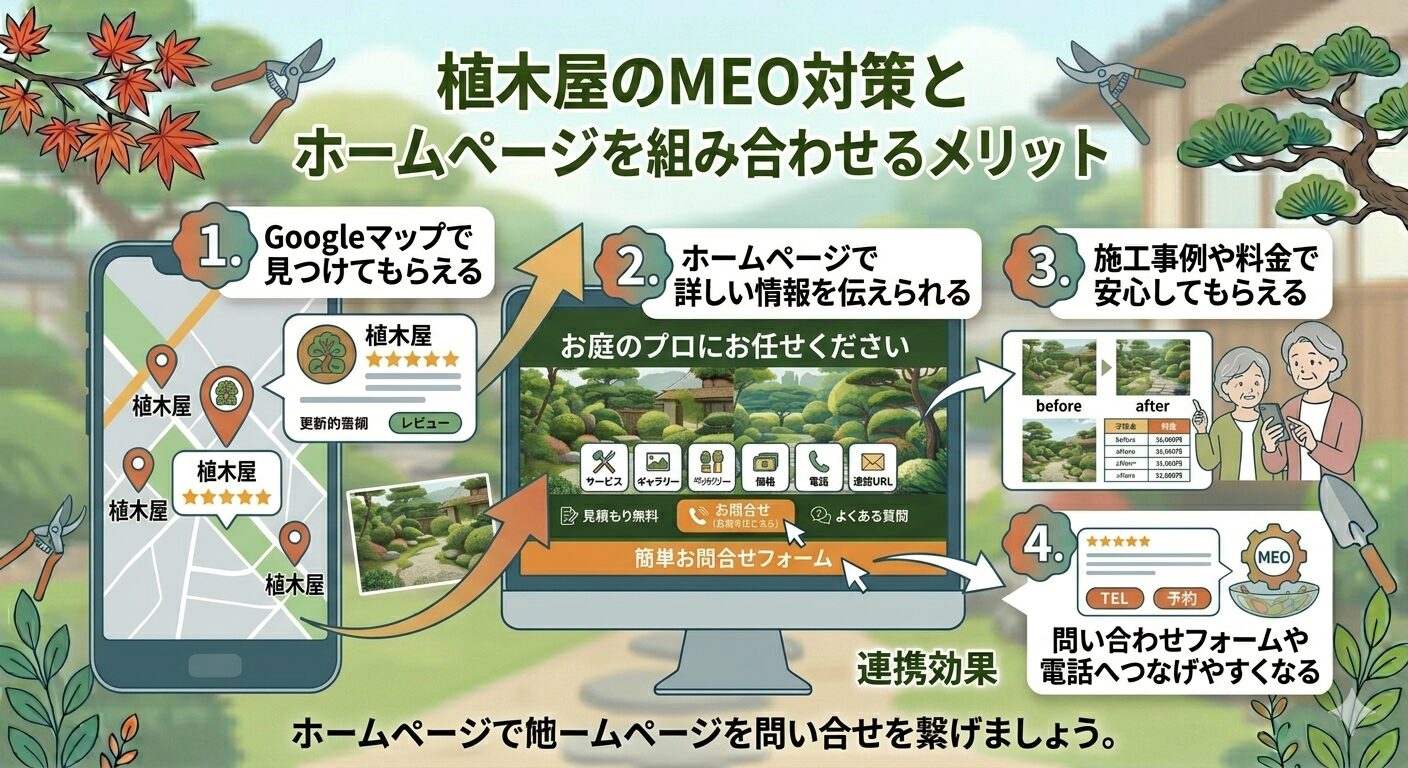植木屋のMEO対策とホームページを組み合わせるメリット
