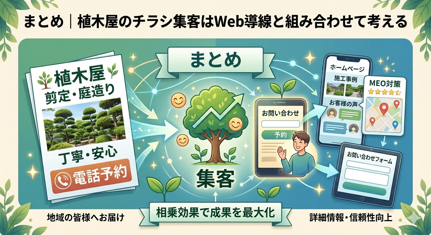 まとめ｜植木屋のチラシ集客はWeb導線と組み合わせて考える