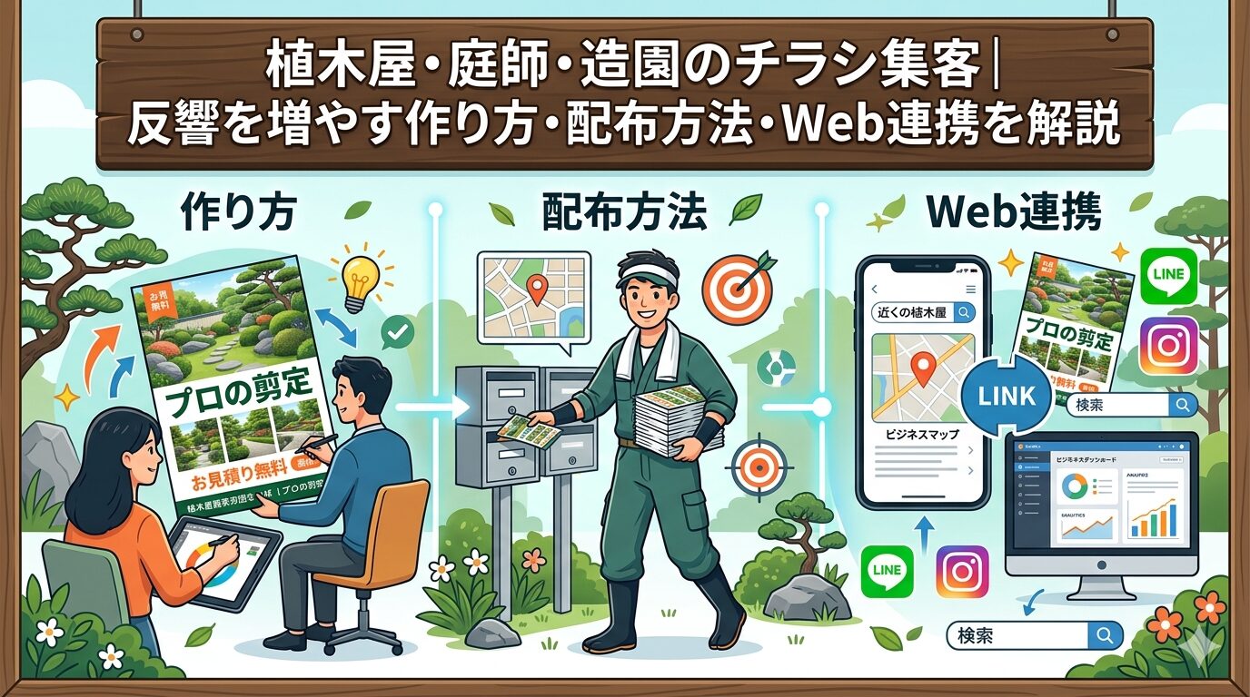 植木屋・庭師・造園のチラシ集客｜反響を増やす作り方・配布方法・Web連携を解説