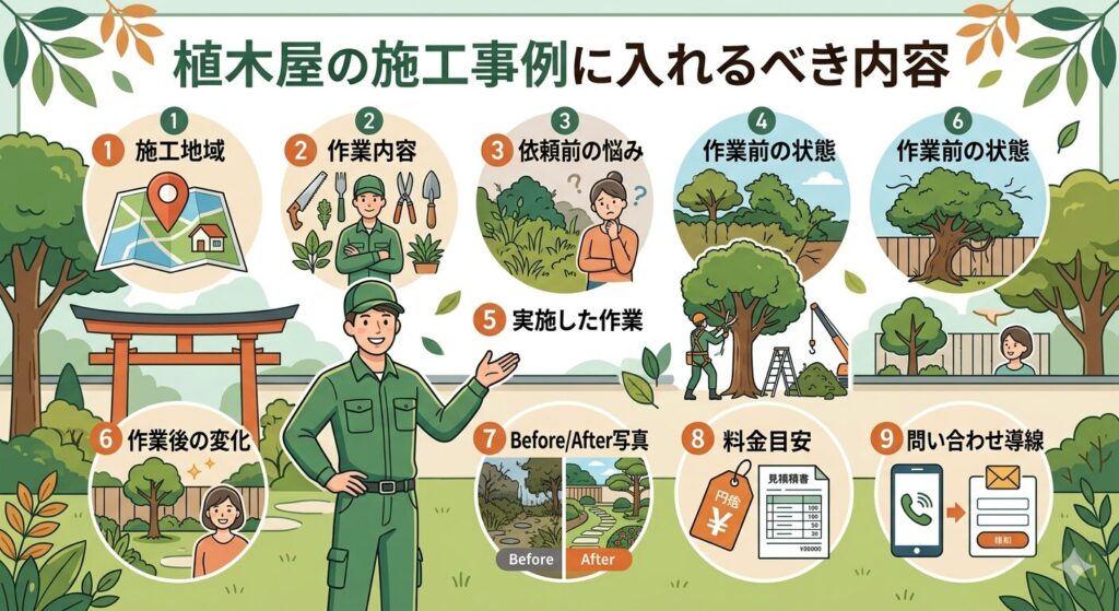 植木屋の施工事例に入れるべき内容