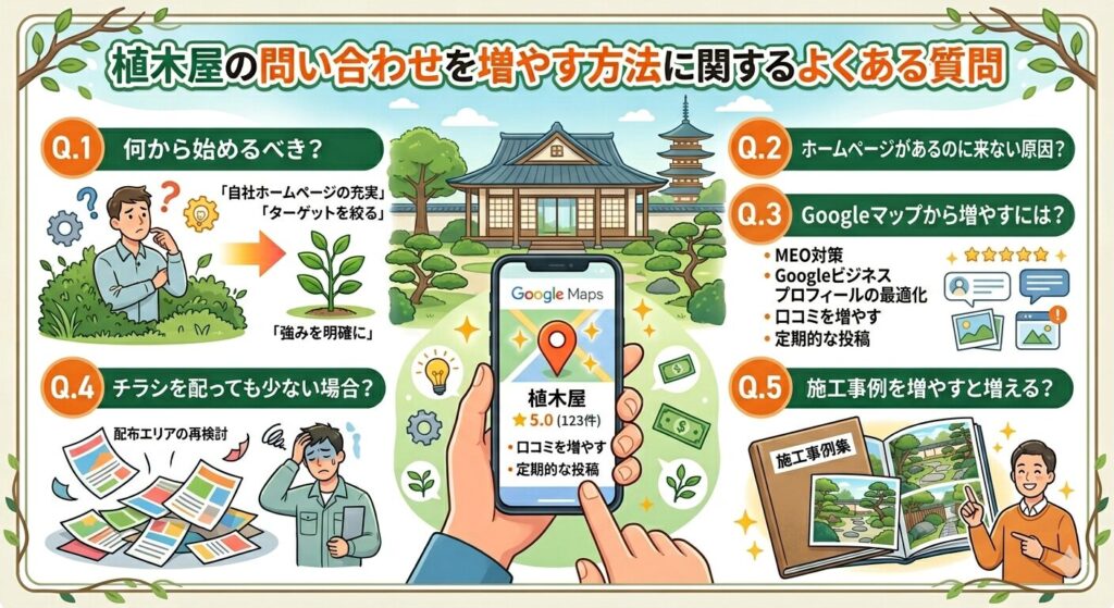 植木屋の問い合わせを増やす方法に関するよくある質問