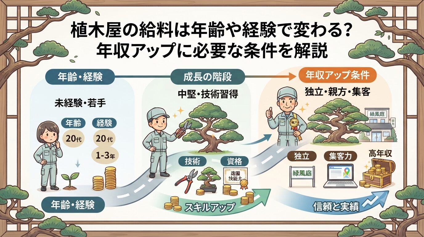 植木屋の給料は年齢や経験で変わる？年収アップに必要な条件を解説