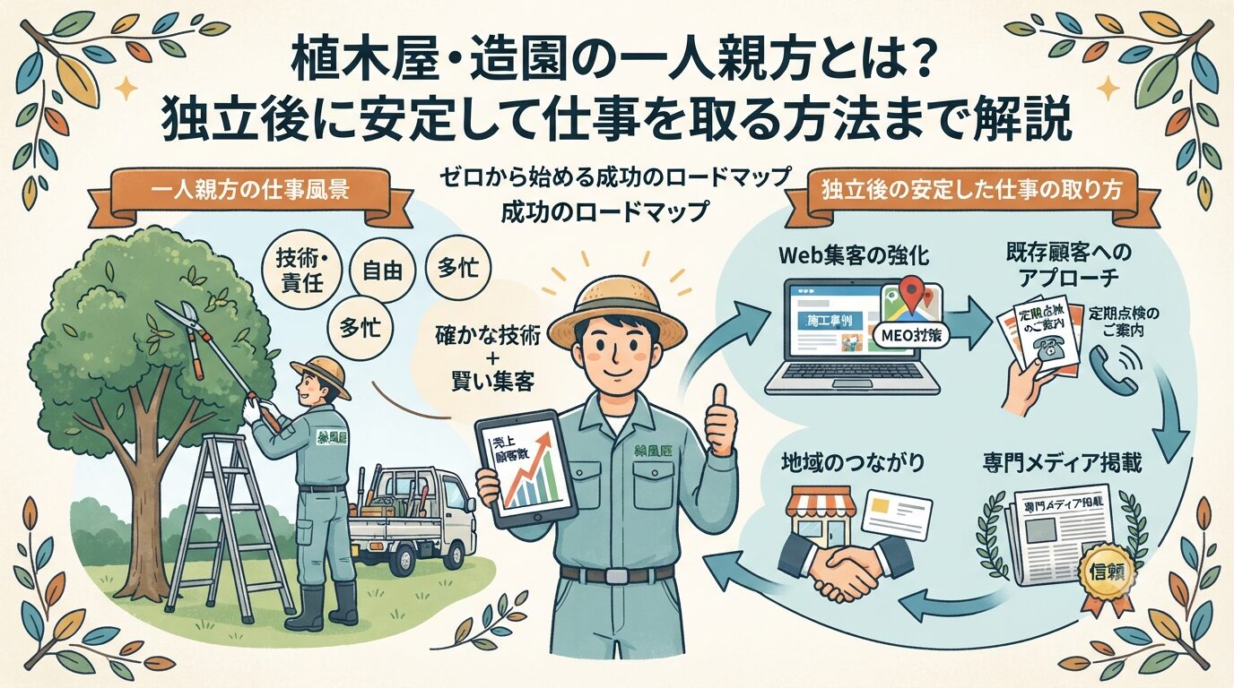 植木屋・造園の一人親方とは？独立後に安定して仕事を取る方法まで解説