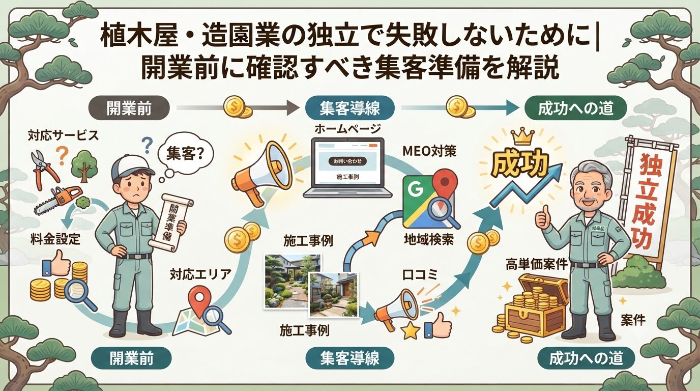 植木屋・造園業の独立で失敗しないために｜開業前に確認すべき集客準備を解説