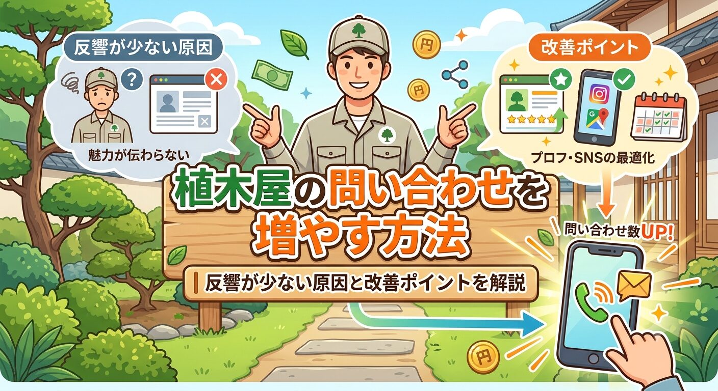 植木屋の問い合わせを増やす方法｜反響が少ない原因と改善ポイントを解説