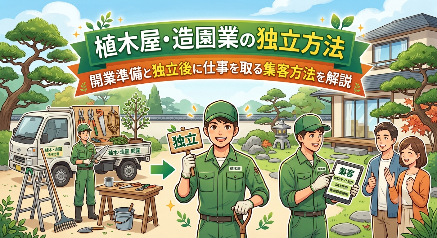 植木屋・造園業の独立方法｜開業準備と独立後に仕事を取る集客方法を解説