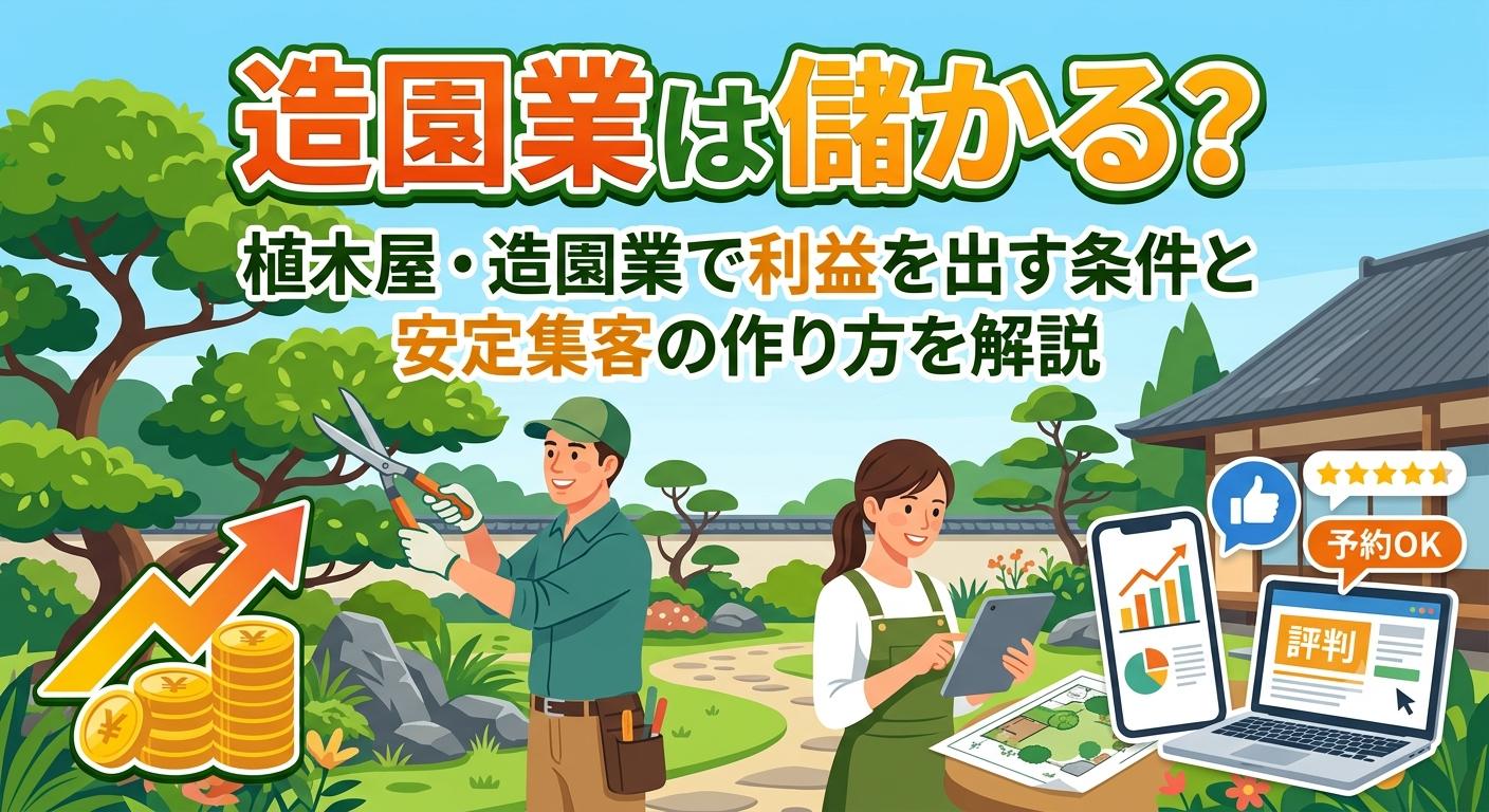 造園業は儲かる？植木屋・造園業で利益を出す条件と安定集客の作り方を解説