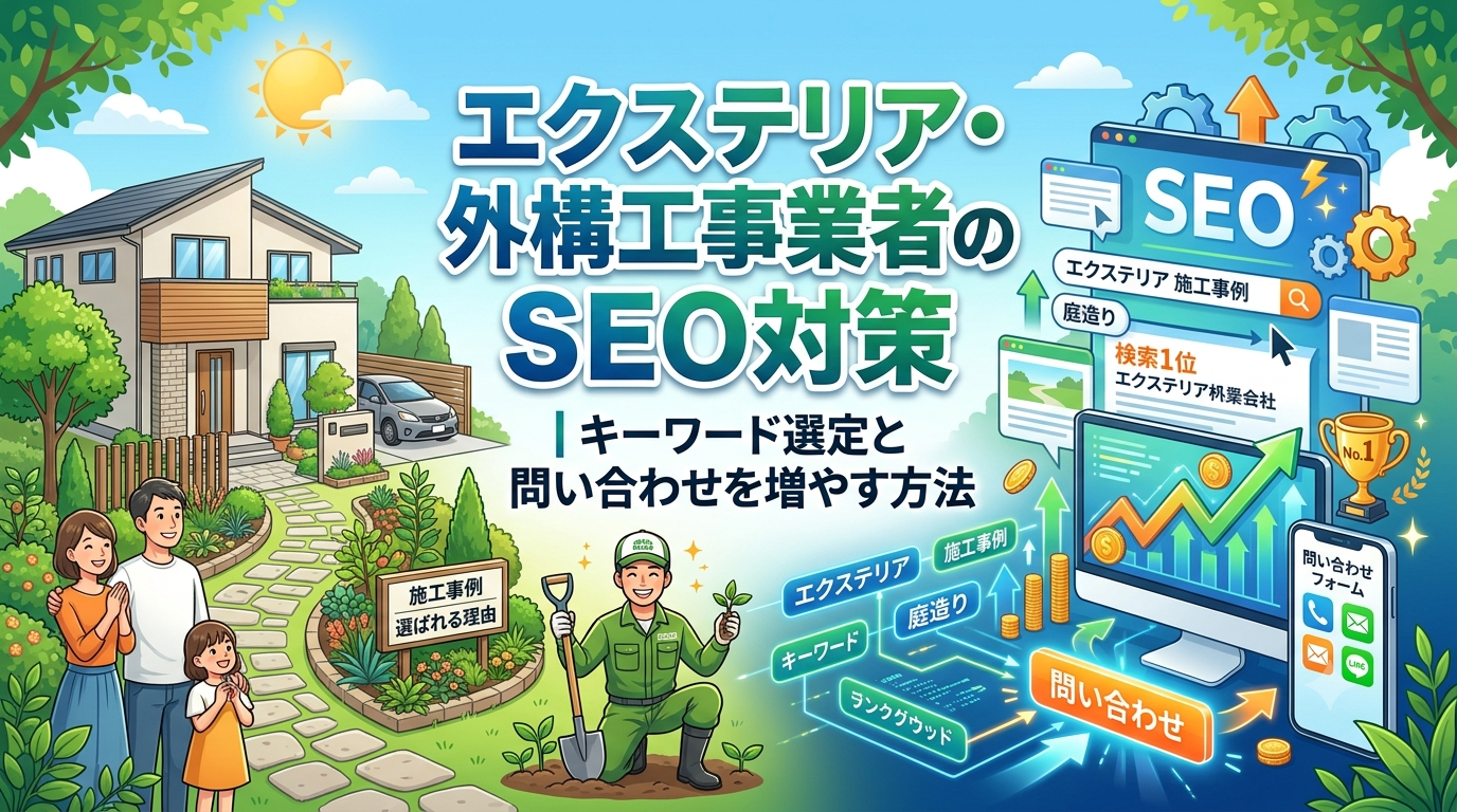 エクステリア・外構工事業者のSEO対策｜キーワード選定と問い合わせを増やす方法