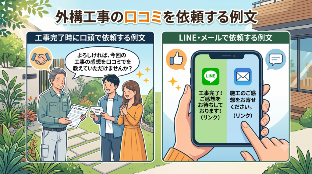 外構工事の口コミを依頼する例文