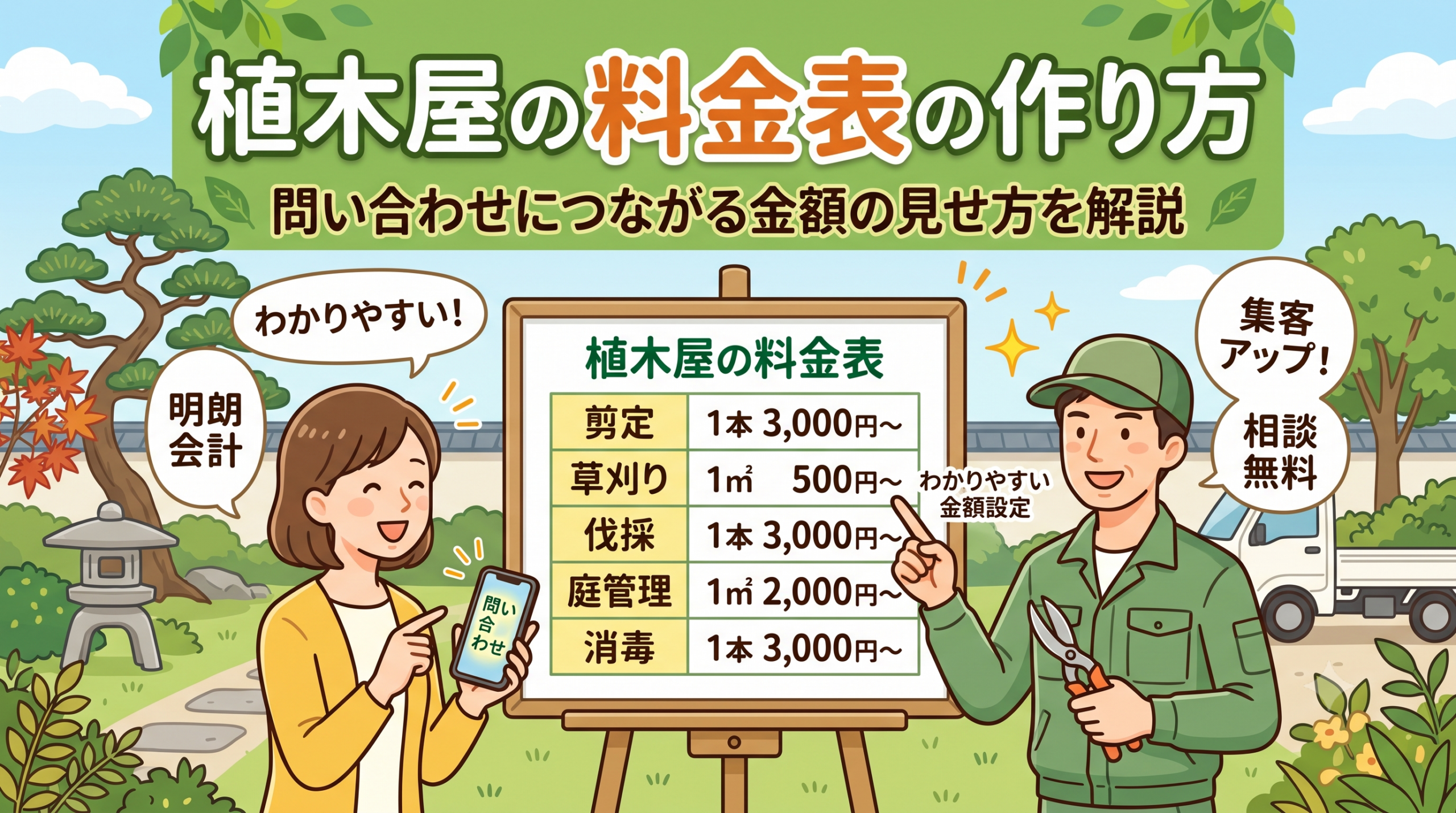 植木屋の料金表の作り方｜問い合わせにつながる金額の見せ方を解説