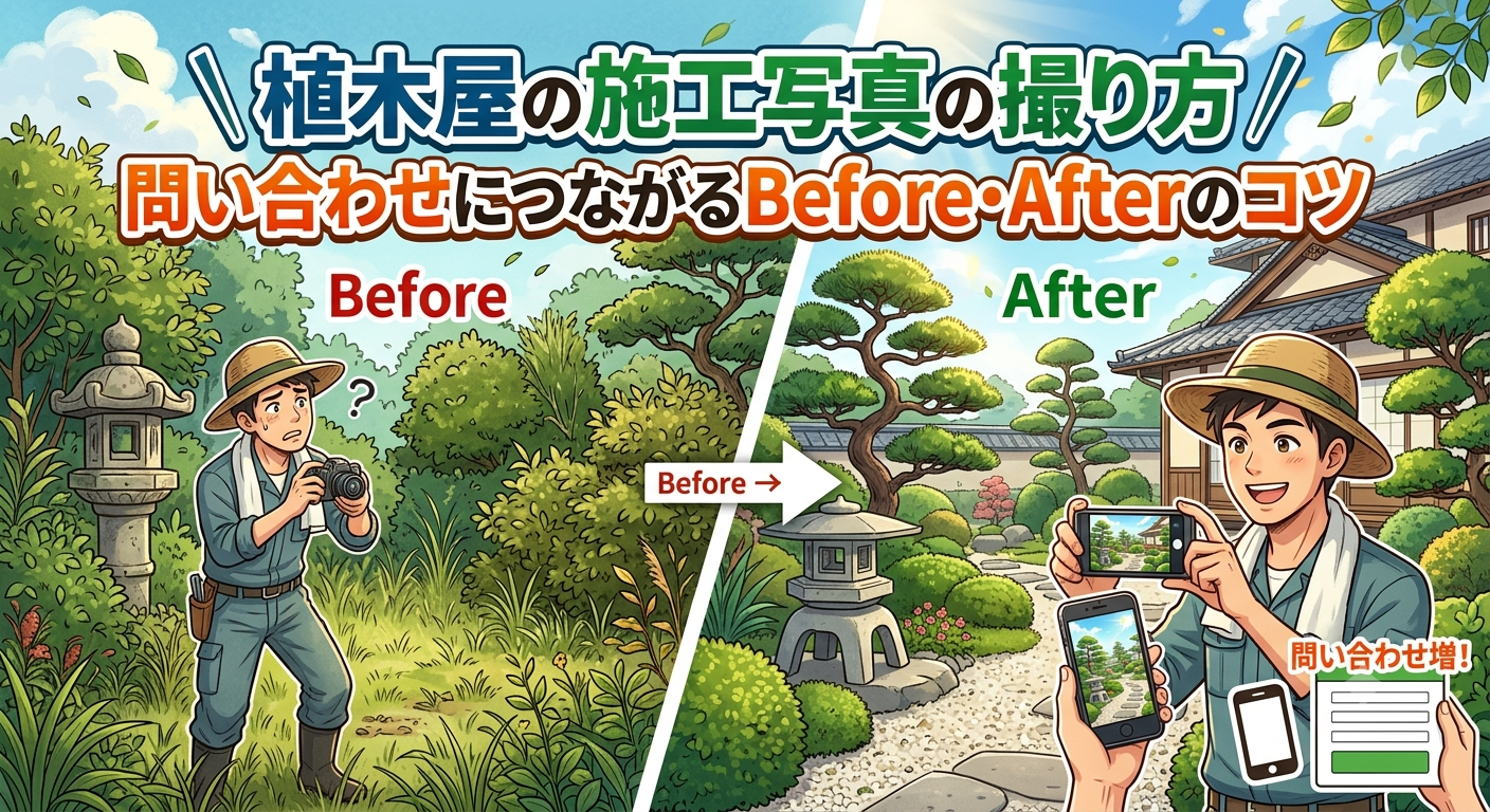 植木屋の施工写真の撮り方｜問い合わせにつながるBefore・Afterのコツ